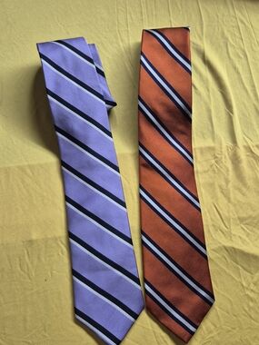 Merona Lavender and Orange Striped Silk Ties